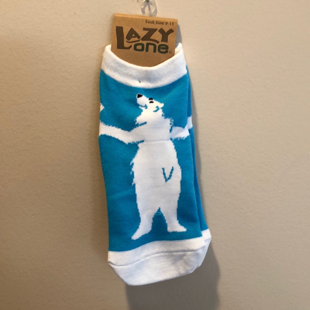 Lazy One polar bear non slip ankle socks